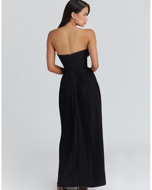 House Of Cb Black Marcella Georgette Pleated Maxi Dress