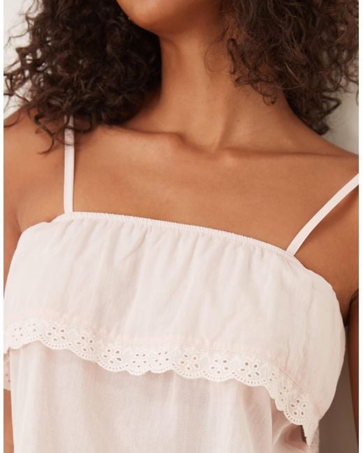 ASOS White Cotton Babydoll Lace Trim Cami Top