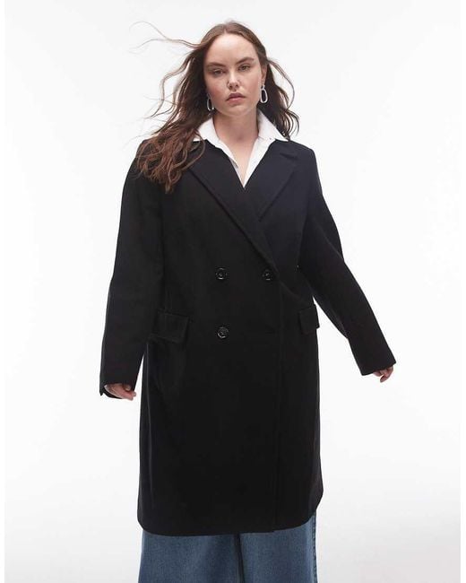 Abrigo Con Doble Botonadura De Lana De Curve Mango de color Blue