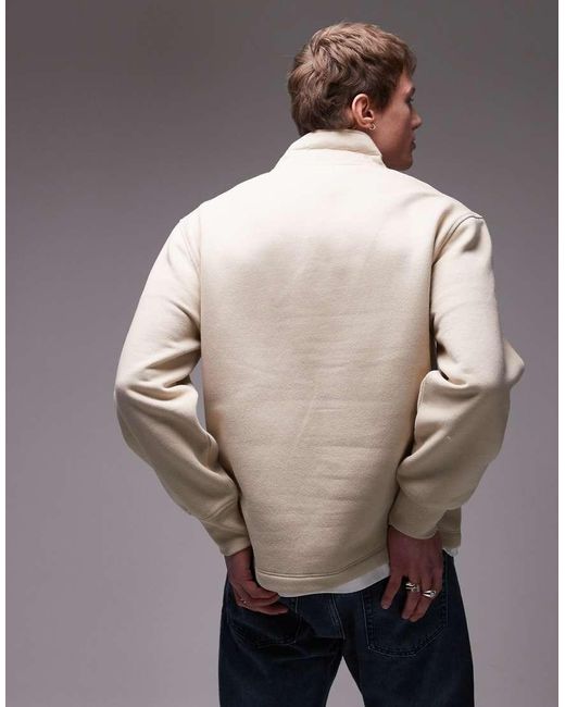 Topman Natural 1/4 Zip Sweatshirt for men