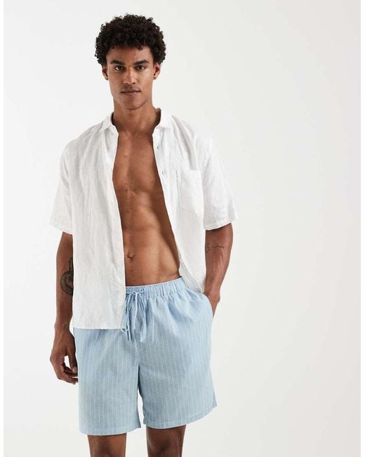 South Beach White Linen-look Shorts for men