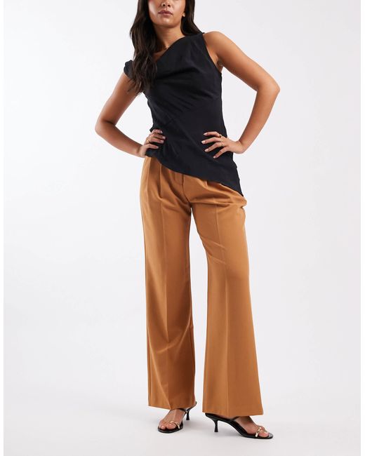ASOS Brown Tailored Relaxed Flare Trousers