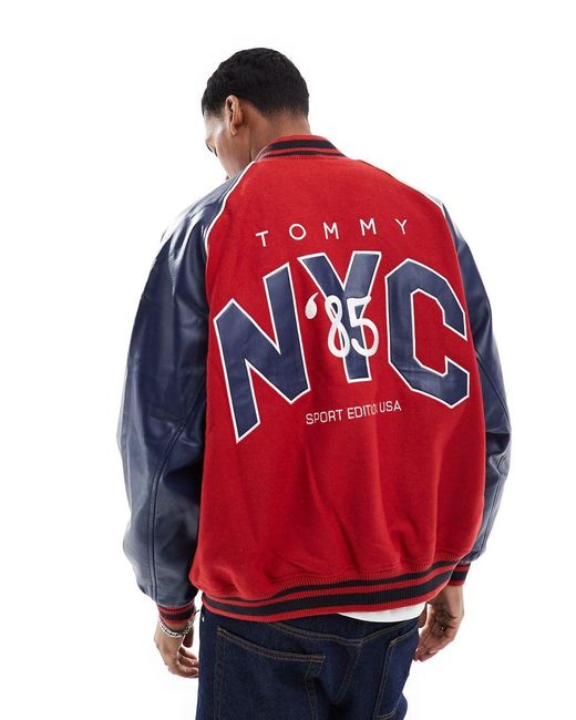 Tommy Hilfiger Red Game Day Varsity Jacket for men