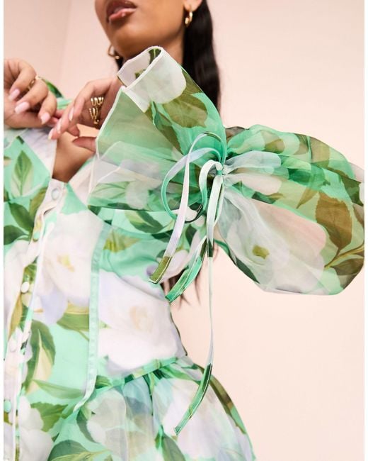 ASOS Green Cupped Organza Mini Dress