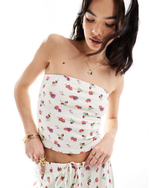 ASOS White Waffle Bandeau Co-ord