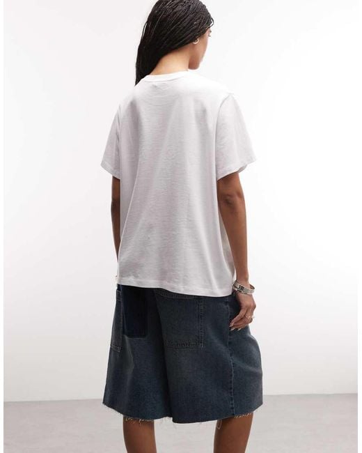 ASOS Blue Longline Oversized T-Shirt With Iconic Slogan