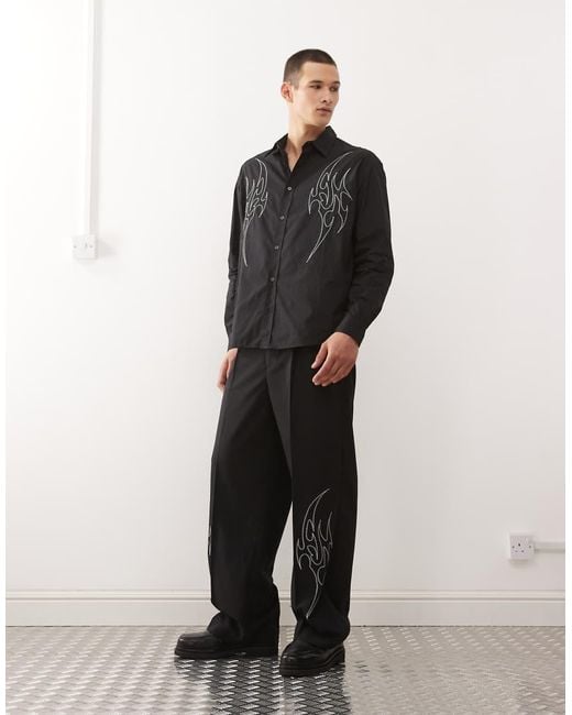Weekday Black Co-Ord Tailored Trousers With Embroidery for men