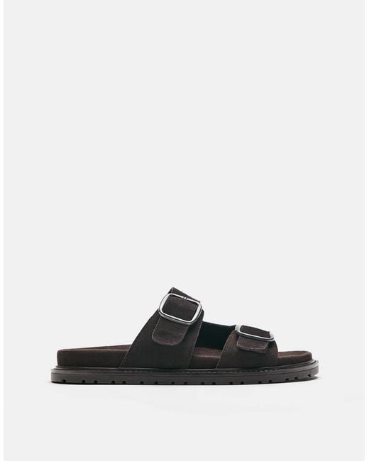 Pull&Bear – ledersandalen in Black für Herren