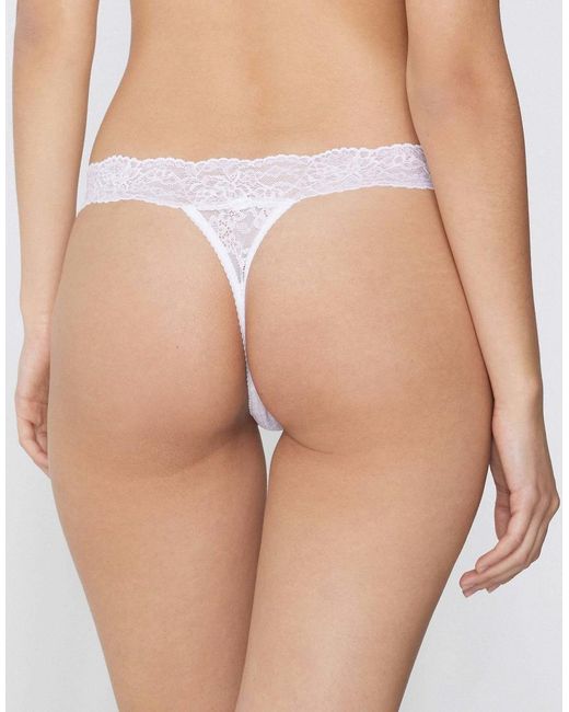 Tezenis White High-Cut Lace G-String