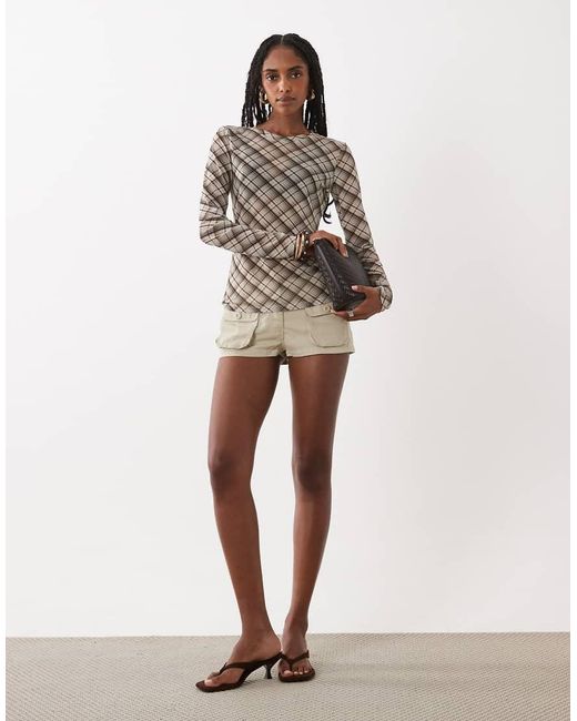 Motel Natural Nisbet Twill Mini Shorts