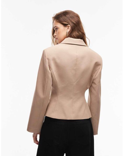 ASOS Natural Fitted High Break Point Blazer