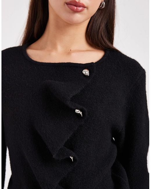 ASOS Black Ruffle Placket Cardigan