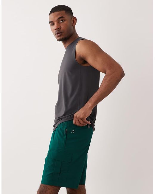 4505 Blue Icon 7 Inch Quick Dry Training Cargo Shorts With Zip Pockets for men