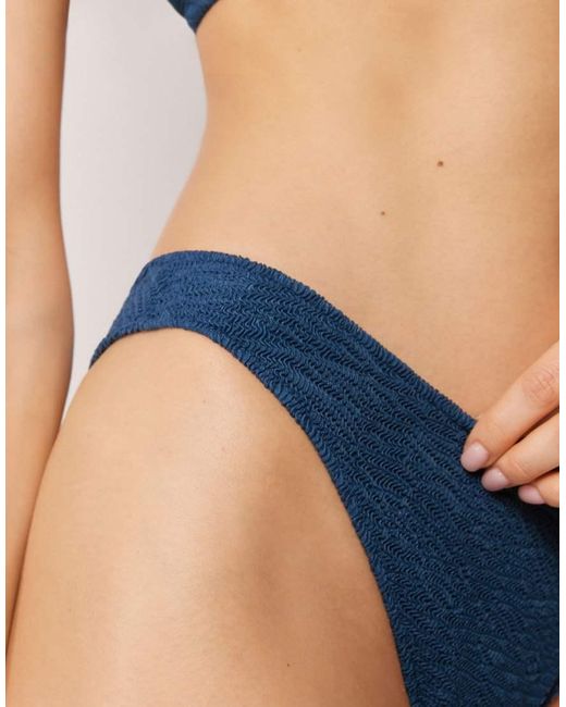 Calzedonia Blue Brazilian Bikini Bottoms Crinkle Waves