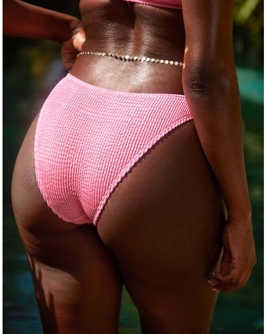 South Beach Green Crinkle High Leg Bikini Bottom