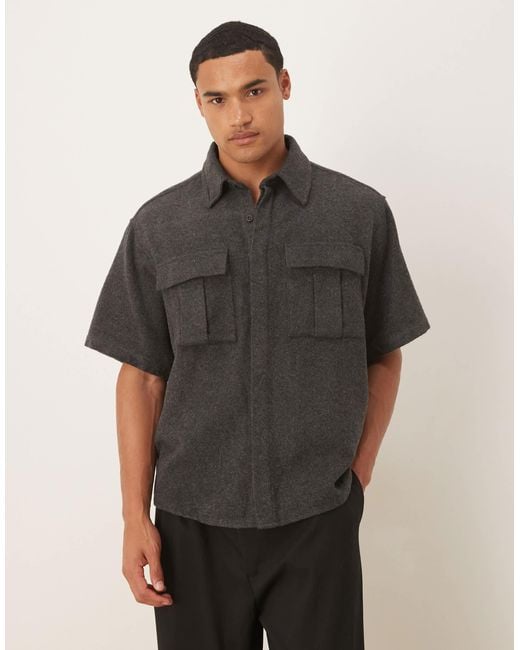 ASOS – angerautes utility-hemd in Gray für Herren