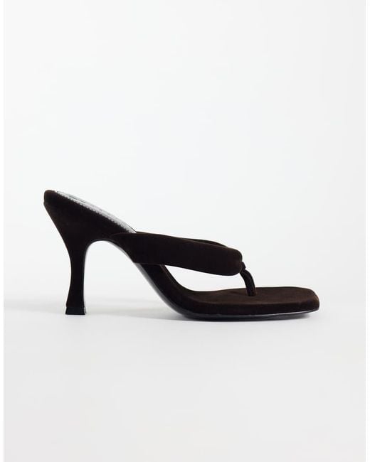 ASOS Brown Huddle Padded Toe Thong Heeled Sandals