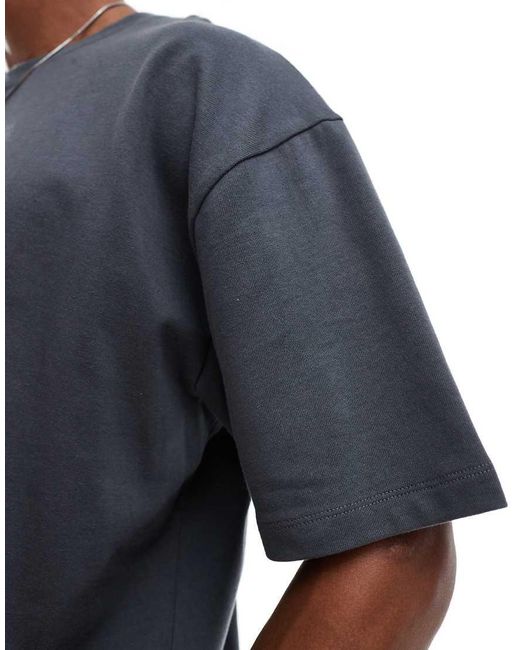 ASOS Oversized Recht T-Shirt Van 240 G/M² Zware Stof in het Blue voor heren