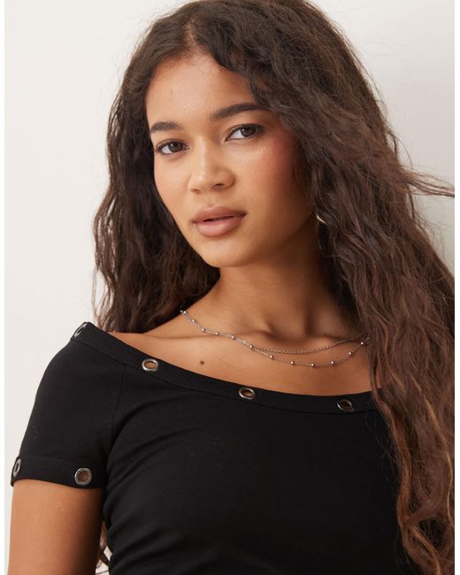 ASOS Black – kurzärmliges, geripptes oberteil