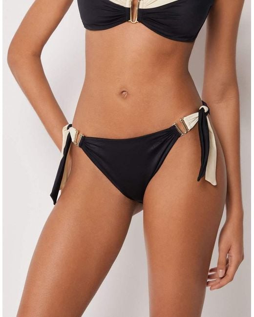 Calzedonia Black Bow Bikini Bottoms Elegant Bicolor