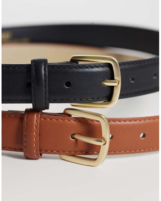 Pieces Multicolor 2 Pack Gold Buckle Belts