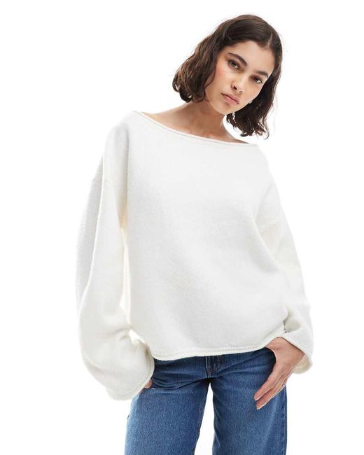 ASOS Blue Slouchy Off The Shoulder Jumper