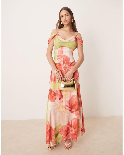 Forever New Pink Detachable Corset Maxi Dress