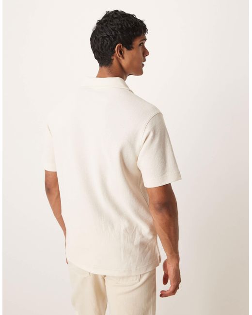 Mango Natural Knitted Open Collar Poloshirt for men