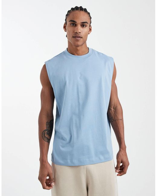 ASOS Blue Essentials Oversized Tank for men