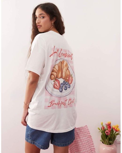 Miss Selfridge Pink Les Croissant Oversized Tee