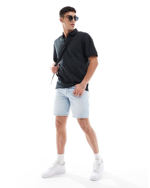 Only & Sons Oversized Polo Met Split in het Blue voor heren