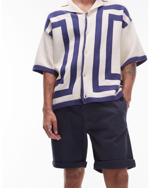 Topman Blue Skinny Chino Shorts for men