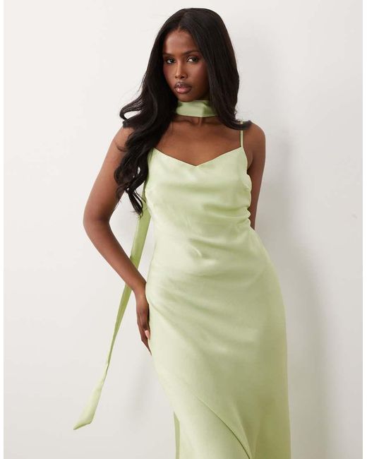New Look Green Scarf Satin Cami Midi Dress