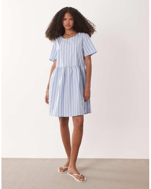 Jdy Blue Short Sleeve Mini Dress
