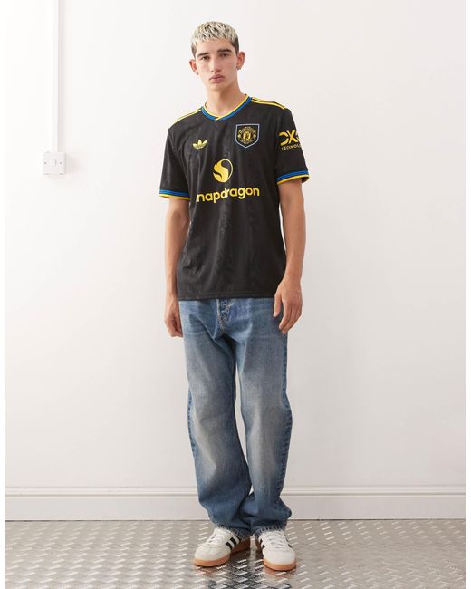 Adidas football - manchester united 2025/2026 - maillot third - et jaune Adidas Originals pour homme en coloris Black