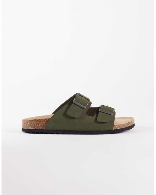 ASOS Green Two Strap Sandals With Cork Sole for men