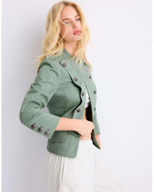 Stradivarius Green Military Blazer
