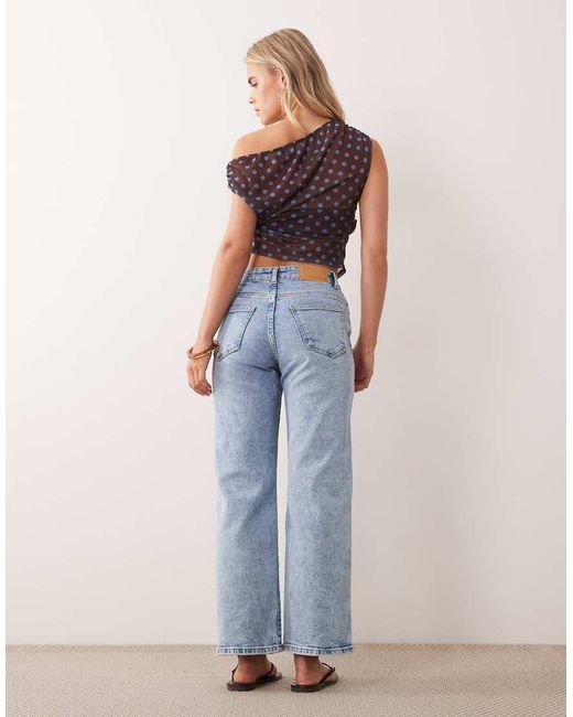 Noisy May Blue Yolanda Mid Rise Straight Leg Jeans