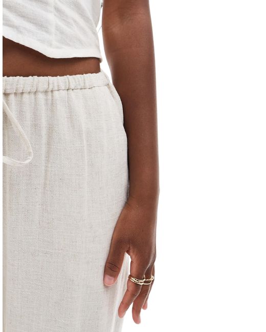 Miss Selfridge White Linen Blend Drawstring Waist Wide Leg Trousers