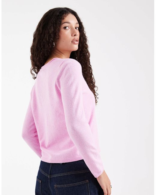 ONLY Pink V-neck Long Sleeve Knit Top