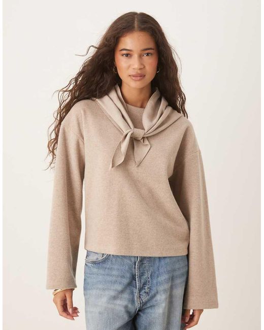 Threadbare Natural Jumper With Scarf Detail