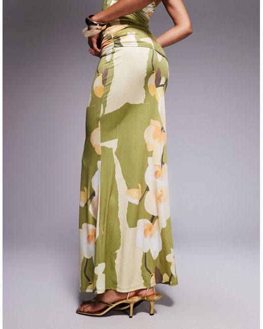 ASOS Metallic – figurbetonter, geblümter maxirock
