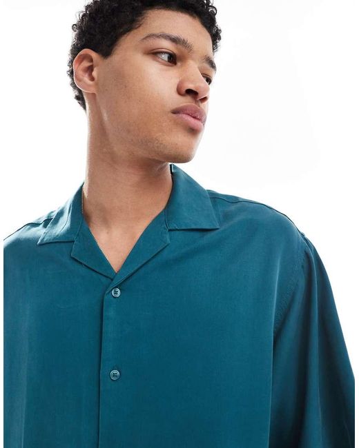 ASOS Oversized Overhemd Met Reverskraag in het Blue voor heren