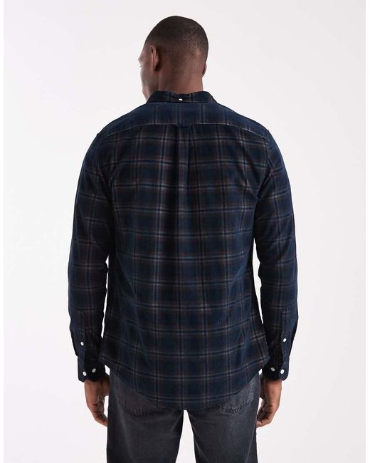 Farah Blue Fontella Long Sleeve Cord Check Shirt for men
