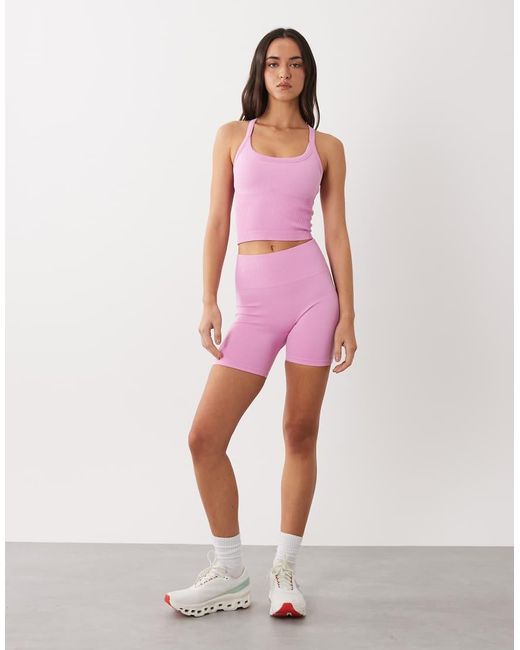 4505 Pink Sculpting Seamless 8cm High Waist Booty Shorts