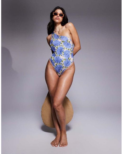 ASOS Blue Hera Assymetric Swimsuit