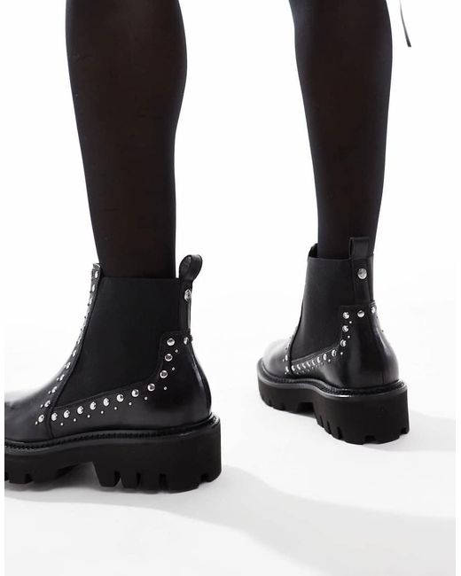 Botines Chelsea Negros De Caña Alta De Cuero Prior De OFF THE HOOK de color Black