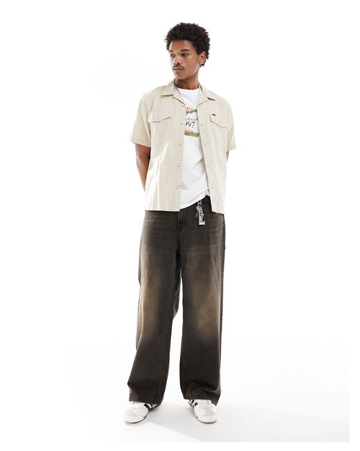 Chetopa - chemise à manches courtes avec col à revers en sergé Lee Jeans pour homme en coloris White