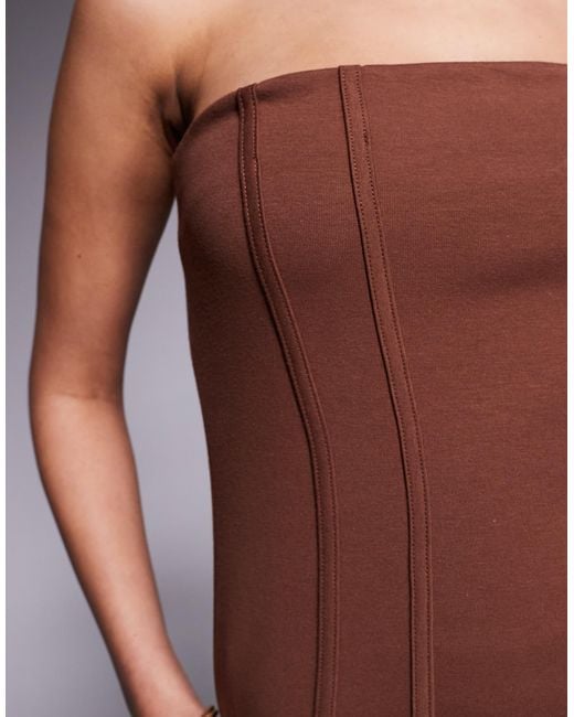ASOS Brown – trägerloses hochwertiges kleid aus ponte-stoff