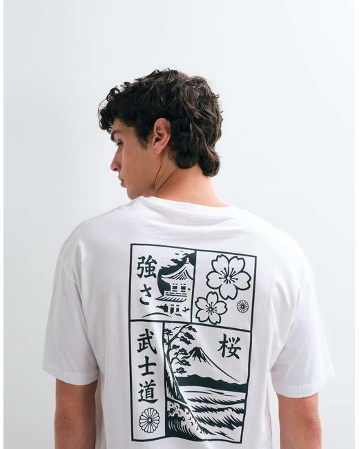 Jack & Jones White Japanese Mountain Backprint T-shirt for men